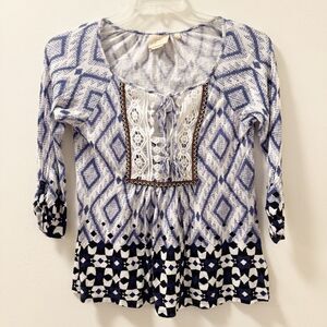 Anthropologie Vanessa Virginia Boho Peasant Top - Size Small